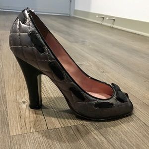 Marc Jacobs Metallic Quilted Peep Toe Heels